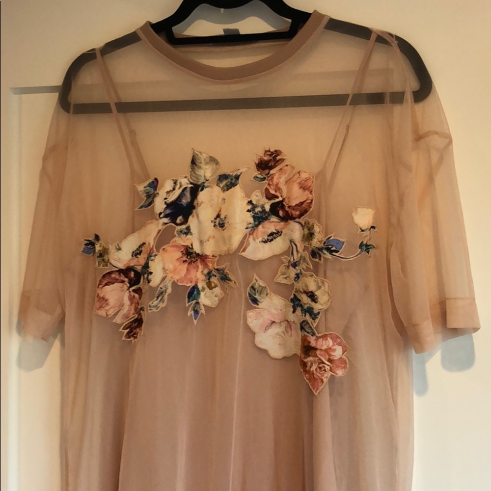 All Saints Blush sheer dress with slip